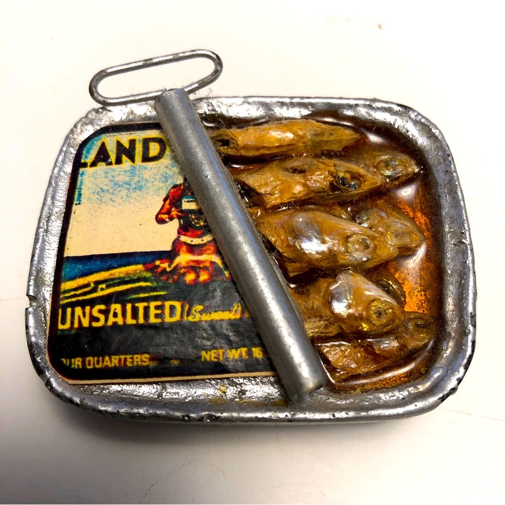 Woo & Locke Tin Can of Sardines Land O' Lakes 3D Food Drink Fridge Magnet VTG